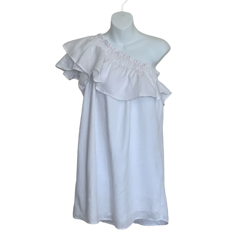 BAE Before Anyone Else White Linen One Shoulder Mini Dress Size Small